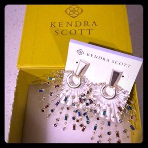 Fabia gold statement earrings in jewel tone mix